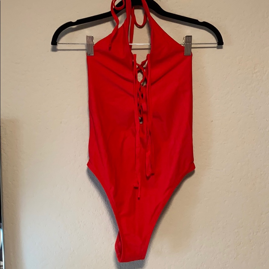 Lace Up Red One Piece American Eagle